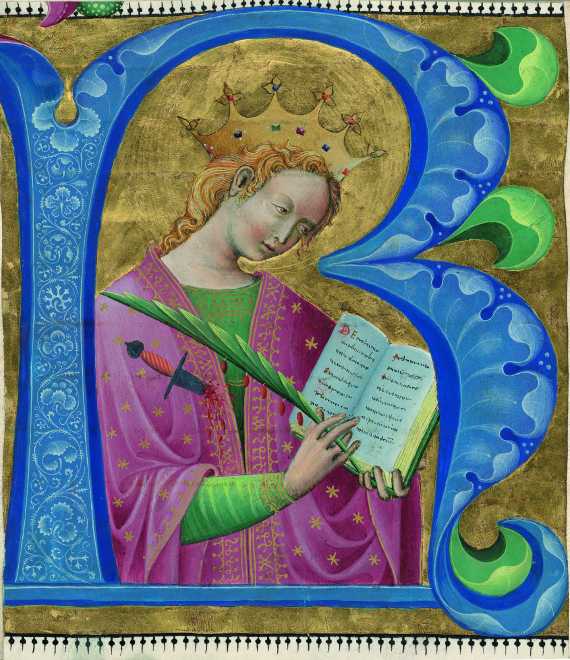 Eine heilige Märtyrerin - Initiale R aun einem Chorbuch