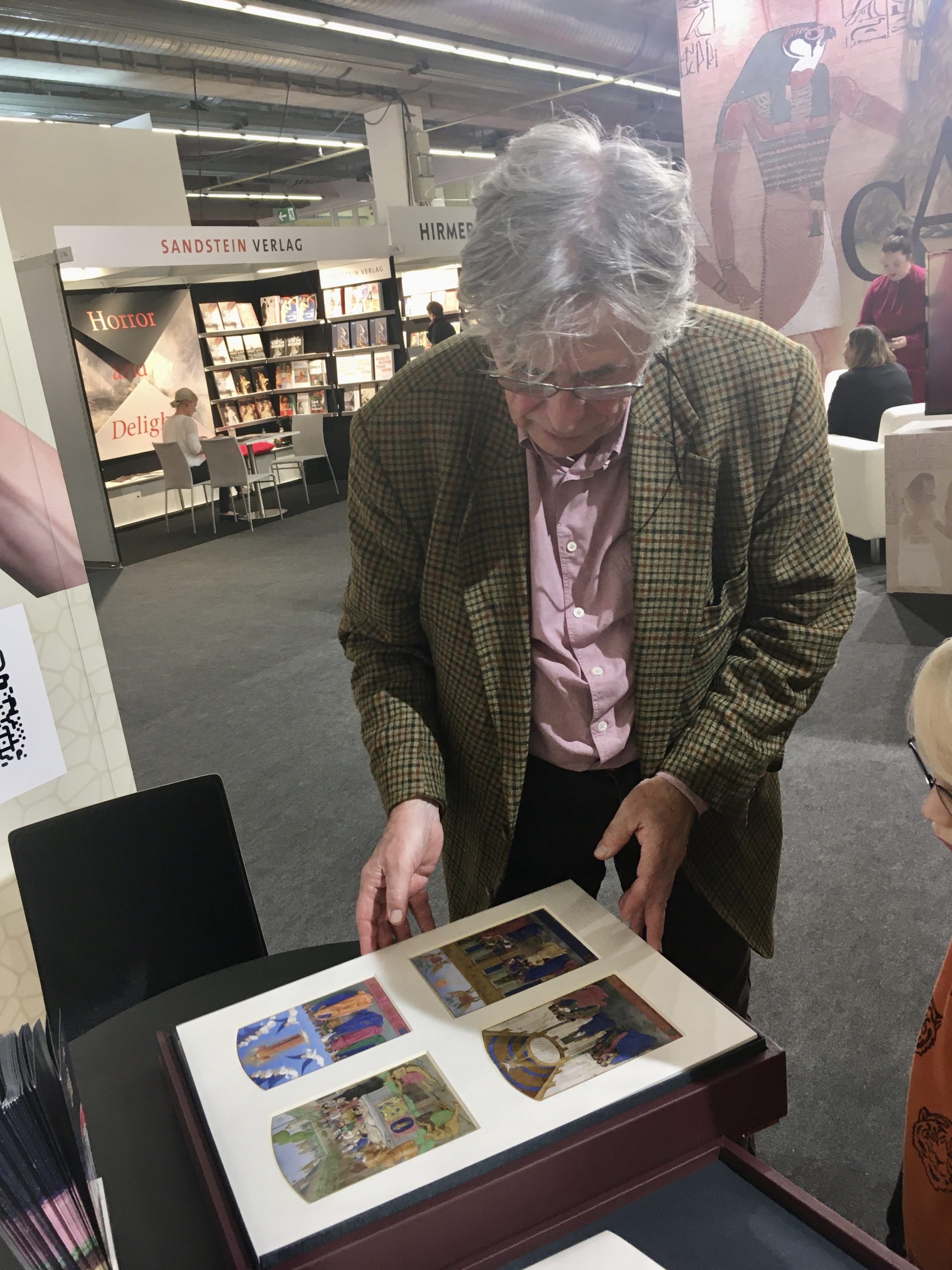 FBM 2019, Frankfurter Buchmesse, Univ. Prof. Dr. Eberhard König, Stundenbuch des Étienne Chevalier, von Jean Fouquet aus dem Schloss Chantilly