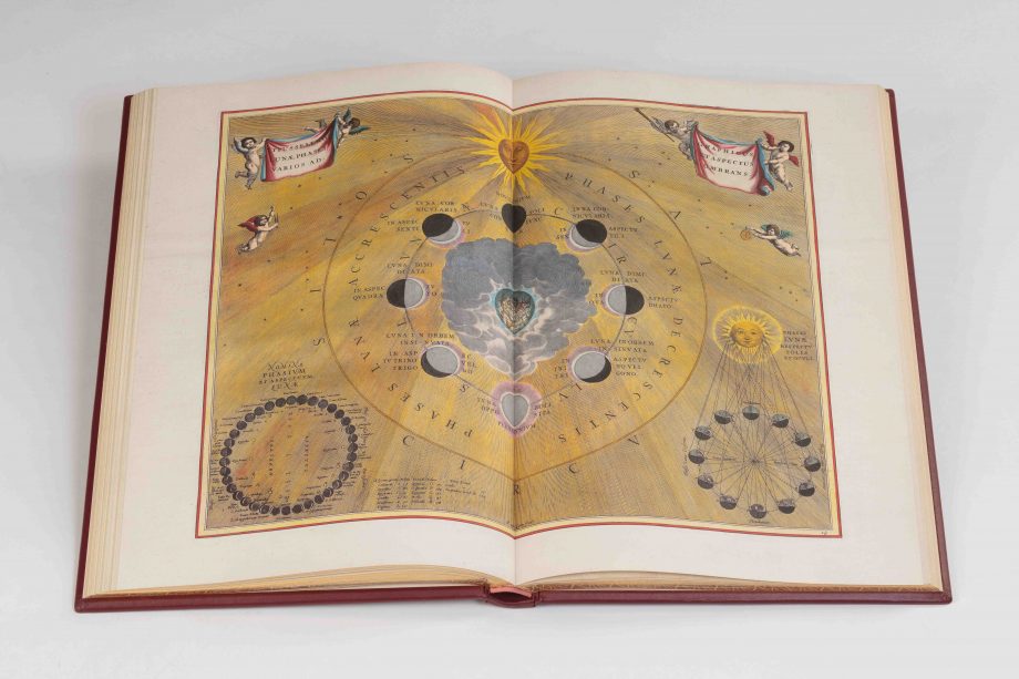 Buch aufgeschlagen, Cellarius Himmelsatlas, Faksimile