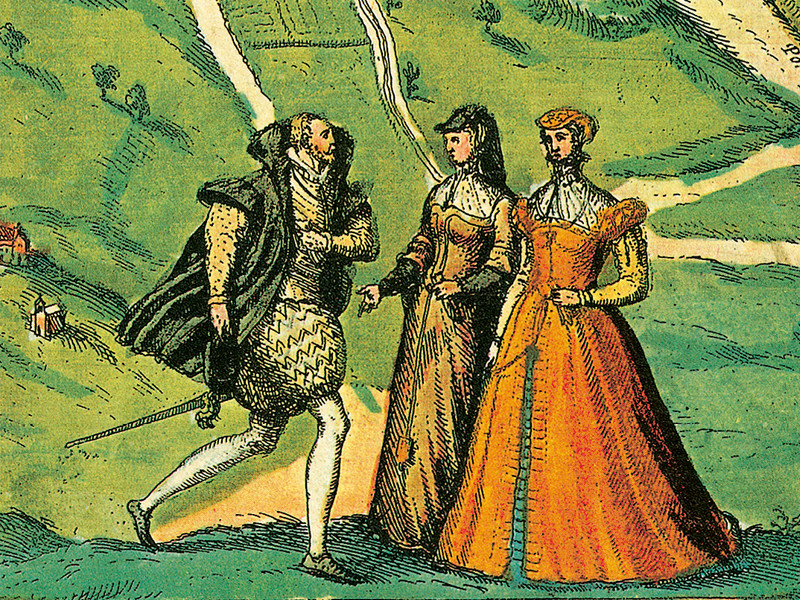 Civitates Orbis Terrarum Band 1 aus dem Jahr 1574 Faksimile-Edition, typische Kleidung der Landsleute aus Lutetia (Paris)