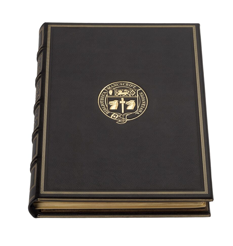 Faksimile-Ausgabe Von Pflanzen und Tieren mit goldgeprägten schwarzen Ledereinband.